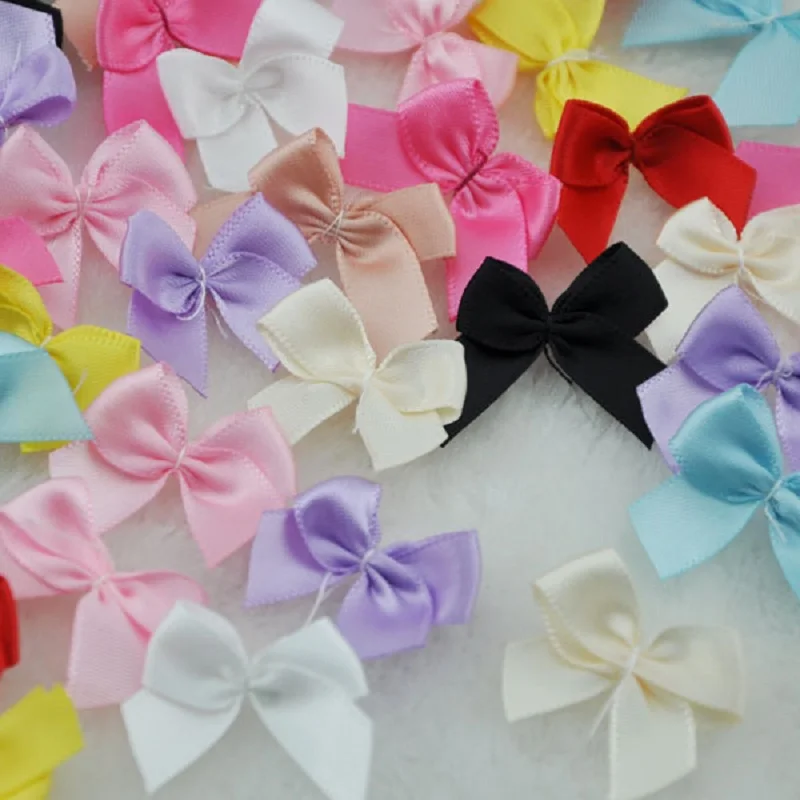 

30pcs Mini Satin Ribbon Flowers Bows Gift Craft Wedding Decoration Tools 6 colors Avaliable