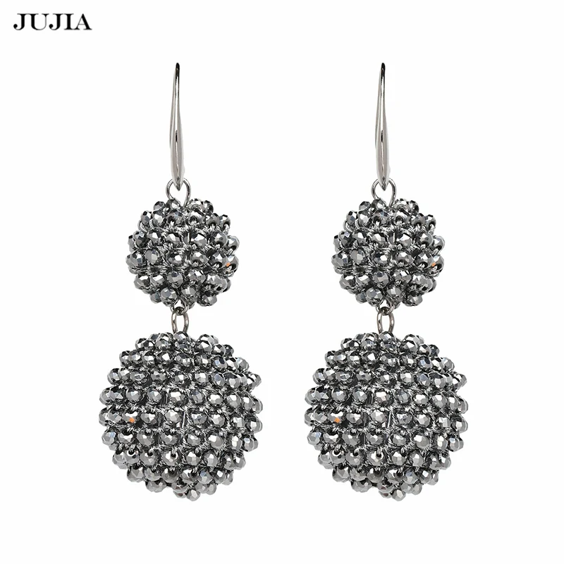 

JUJIA Women's Fashion Earrings Handmade Ball Brincos Crystal Beads Drop Dangle Charm Jewelry oorbellen