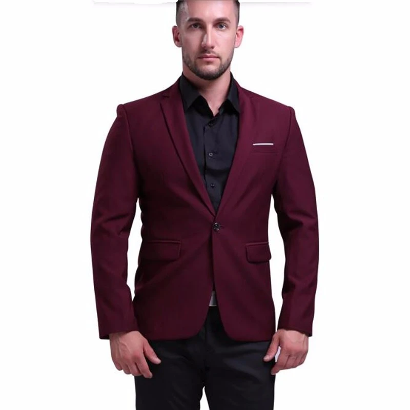 HB043 классические брюки больших размеров мужские костюмы, куртки, на одной пуговице, винно-красный; формальная рабочая костюмы, куртки, брюки на заказ свадебные смокинги для жениха - Цвет: Pic Color