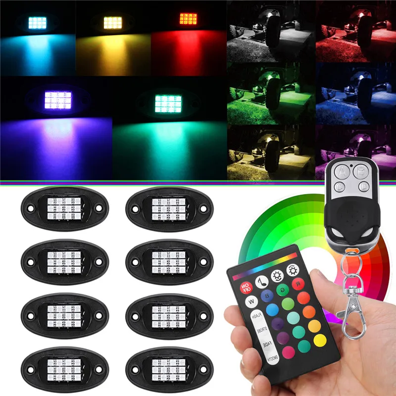 12V Беспроводное управление RGB светодиодный Рок светильник под рулевого колеса светильник 24 Вт bluetooth декоративный светильник для бездорожья для грузовиков, внедорожников, квадроциклов, наводненных каменной соли лампа