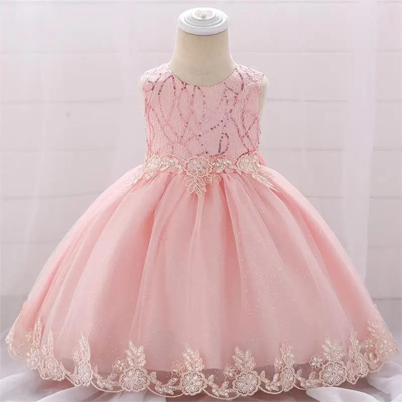 Летняя одежда vestido infantil, платье на крестины для маленьких девочек, кружевные платья принцессы на день рождения, вечерние и свадебные платья - Цвет: Peach