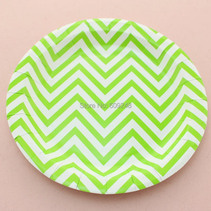 24pcs 9 round green chevron decorative paper plateswedding disposable party dessert picnic dinner - Decorative Paper Plates 24pcs 9 round green chevron decorative paper plateswedding disposable party dessert picnic dinner - Decorative Paper Plates