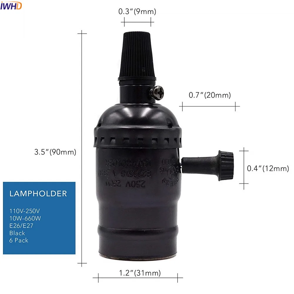 IWHD Алюминий Ретро Винтаж держатель лампы E27 розетка с выключателем установки E27 основание светильника лампочка держатель 110-220 V Douille Homekit