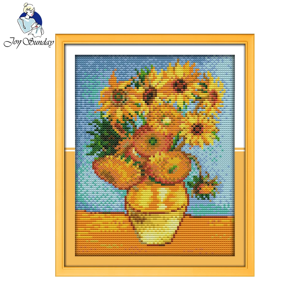 Joy Sunday Flower Style Van Gogh Sunflower Painting Embroidery Kit Cross Stitch Pattern Home Decor Diy Pcitures Paint Needlework Joy Sunday Cross Stitchstitching Kit Cross Stitch Aliexpress