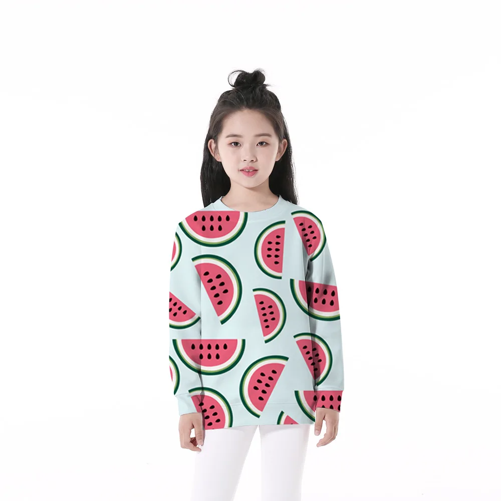 

RUNNING CHICK watermelon print 2019 autumn new shoulder sleeve boys and girls sweatshirt