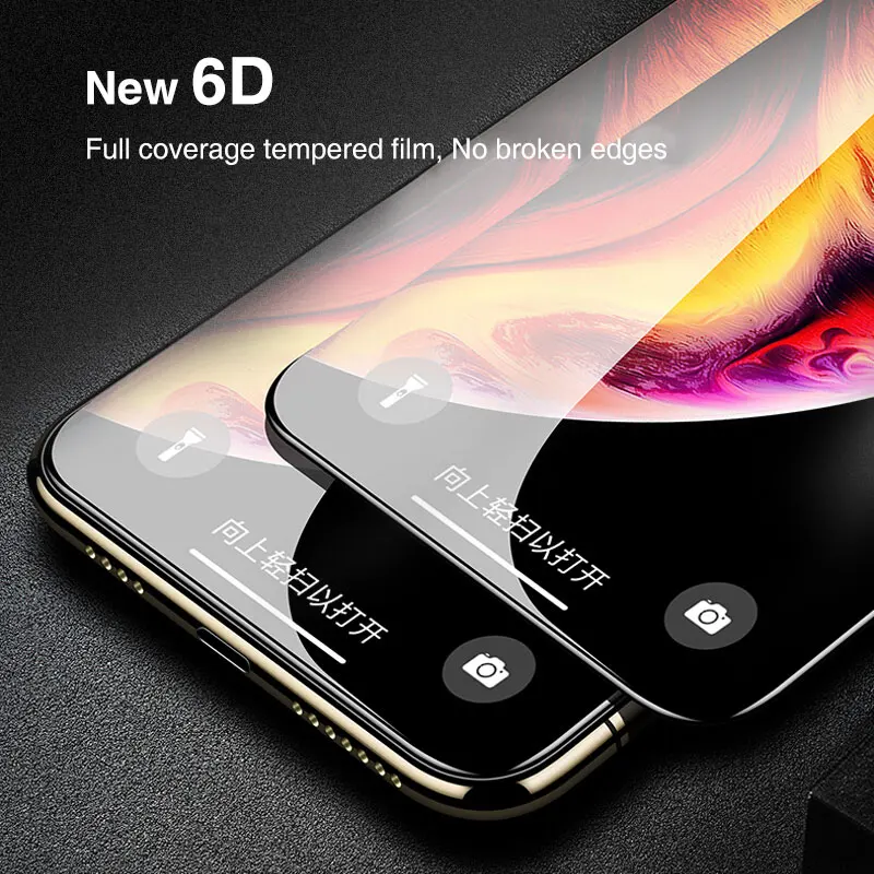 Nicotd 5D Full Cover Tempered Glass for iPhone X XS 7 6s Plus XS Max Screen Protector for iPhone XR X 8 Cold Carving Curved Edge (4)