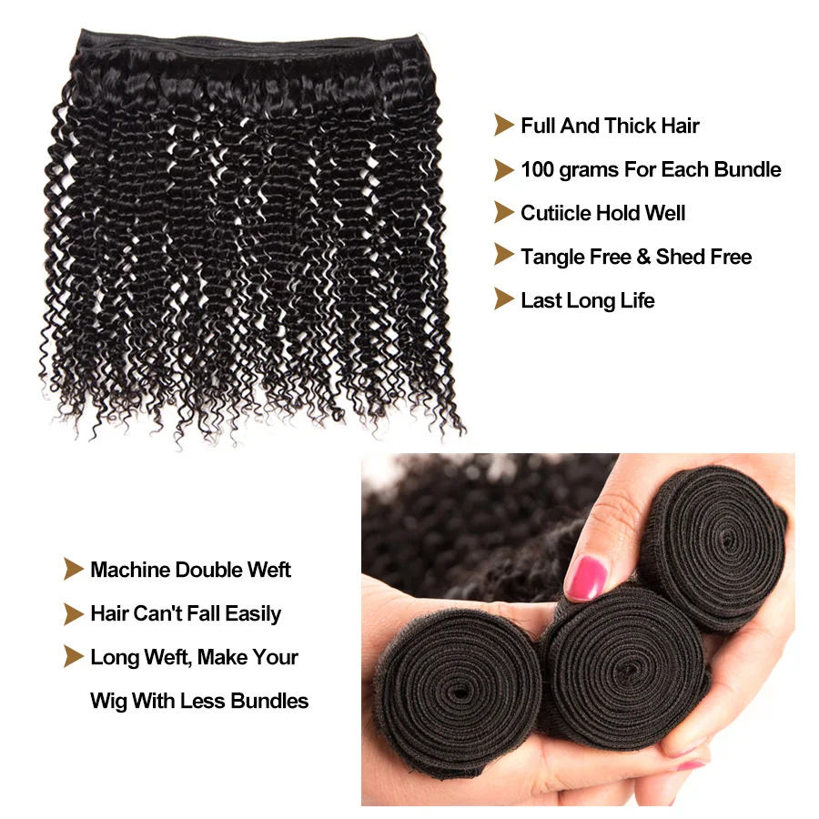 Peruvian Kinky Curly Hair Bundles With Closure RXY Remy Hair 3 Bundles Human Hair Bundles With Closure 4x4 Top Lace 4PcsLot (4)