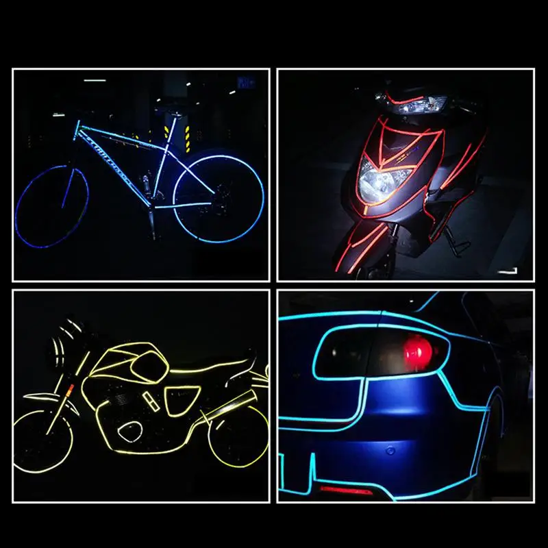 

3pcs Reflective Tape For Car Bike Motor Safety Warning Decal Red Blue Yellow Waterproof Reflective Sticker Stripe For Car Bike