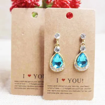 

1000pcs 4*9cm 300GSM paper custom logo drop earring cards.Kraft/white paper card /bracelet/necklace/charms display &package card