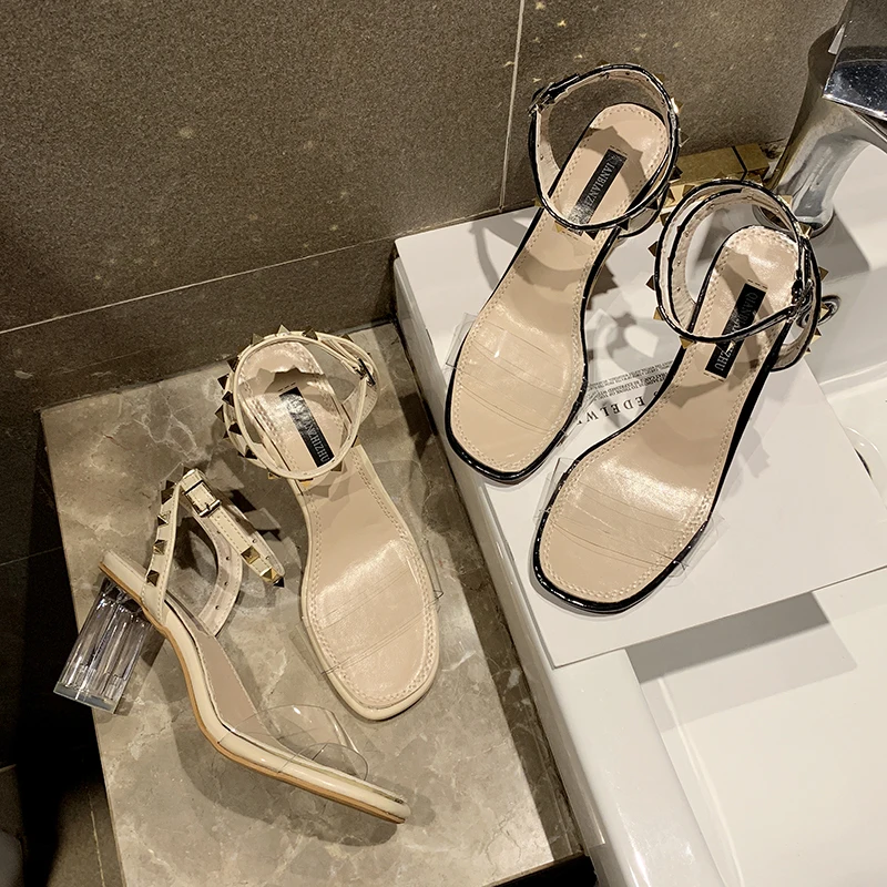 HKCP Fashion Chunky sandals women 2019 new transparent heels crystal shoes high heels retro Roman fairy shoes C150