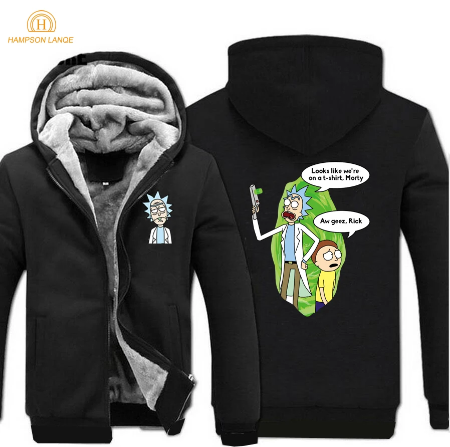 Забавная Мужская куртка с принтом Рик и Морти на толстовке с капюшоном весна зима Harajuku толстовка мужская на молнии худи размера плюс толстовка