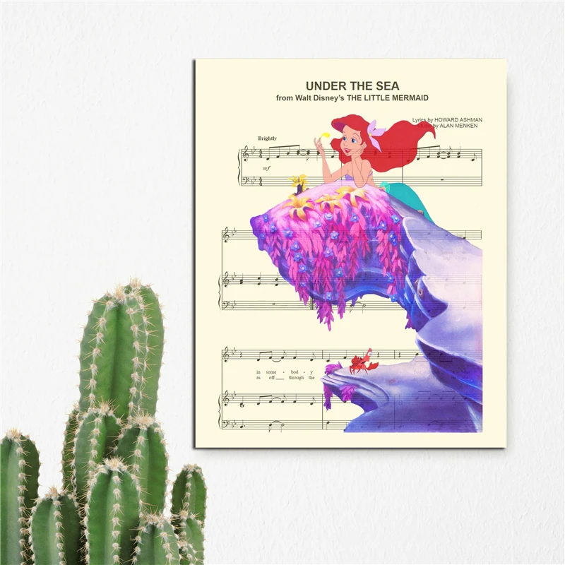 

Little Mermaid Ariel Minimalist Watercolor Art Canvas Poster Painting Wall Picture Print Modern Home Bedroom Decoration Artwork