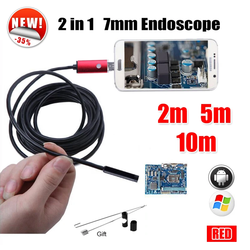 

Antscope 7MM 2IN1 USB Endoscope Android Camera 5M 10M Snake Tube Pipe Phone PC USB Endoskop Inspection Borescope Mini Camera 19