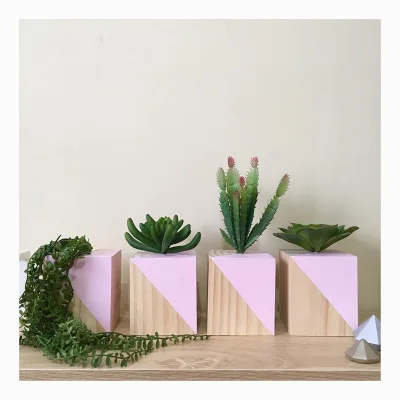 Ornament simulation Succulent plants Building Block Cube Wooden Toy Model Creative Baby Kids Room Articles Child Christmas Gift | Игрушки и