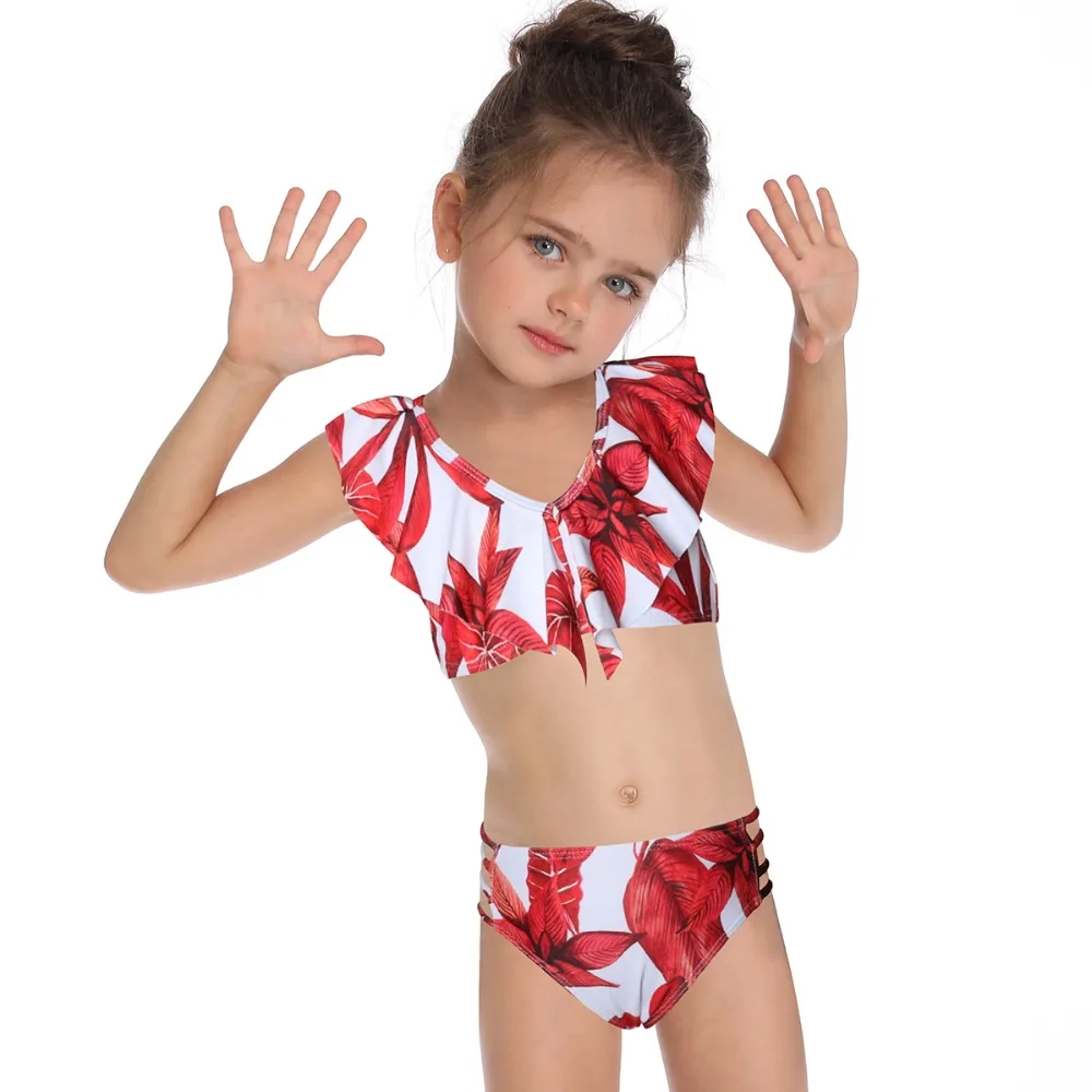 

Girls Swimwear Two Piece Swimsuit Bikini Set High Waist Bathing Suit