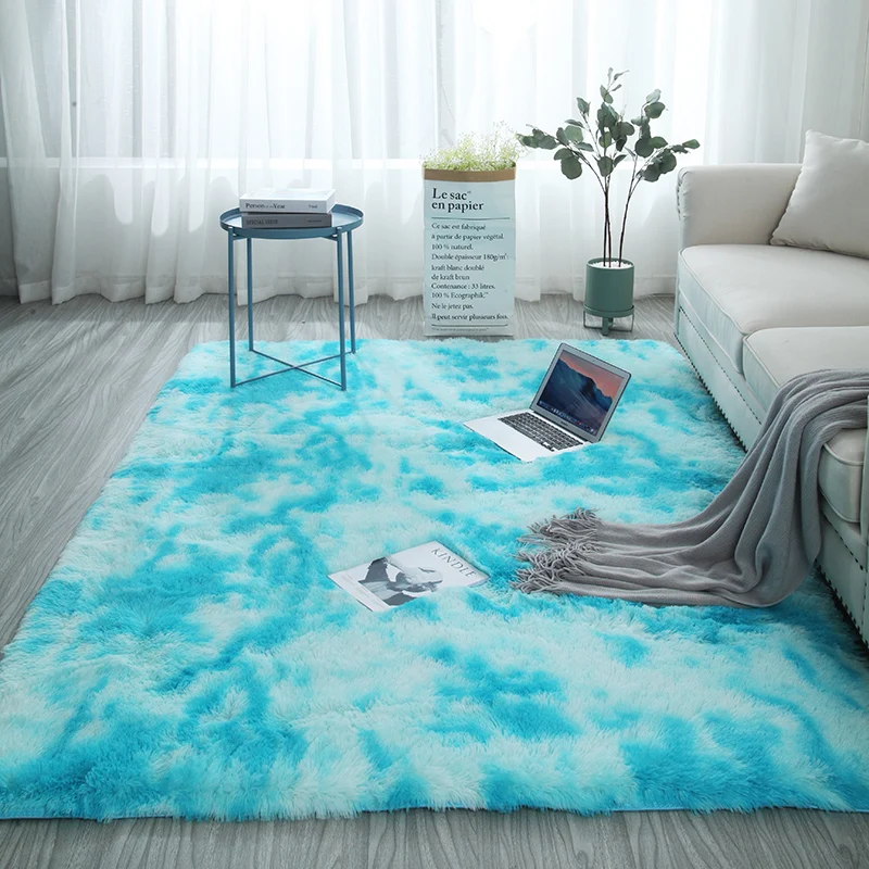 

Encryption thickening mat soft comfortable carpet Mottled tie dyed gradient blanket net red living room long hair washable rug