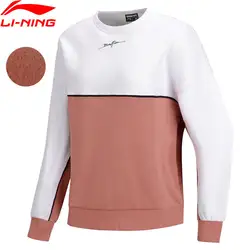 Li-Ning женский баскетбольный свитер теплый флис свободный 66% полиэстер 34% хлопок хит-цвет подкладка спортивный топ толстовки AWDN852 COND18