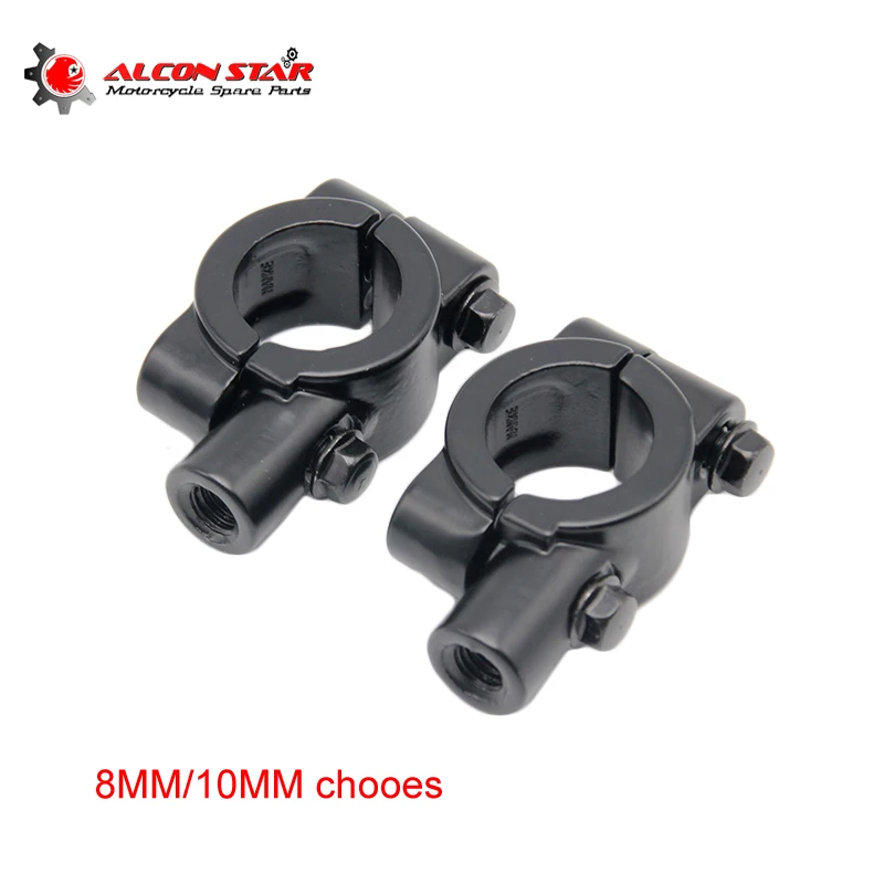 Alconstar 2pcs/set M8 M10 7/8"(22mm) Motorcycle Mirror Mount Clamp Rear