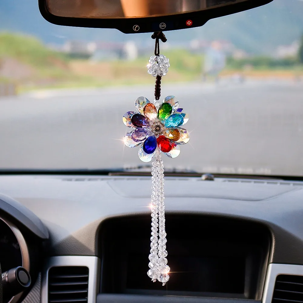 Beautiful Crystal Flower Car Pendant Lucky Hanging Beautiful Crystal Flower Car Pendant Lucky Hanging