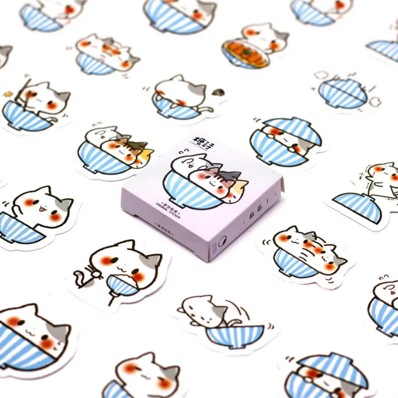 1 шт./компл. Kawaii Чаша Кошка дневник блокнот для заметок наклейки пакет разместил