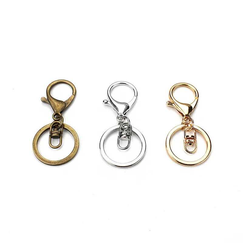 

5pc Gold Bronze Silver Alloy Metal Lobster Clasp DIY Keychain Split Key Ring Keychains Making Charms Accessories