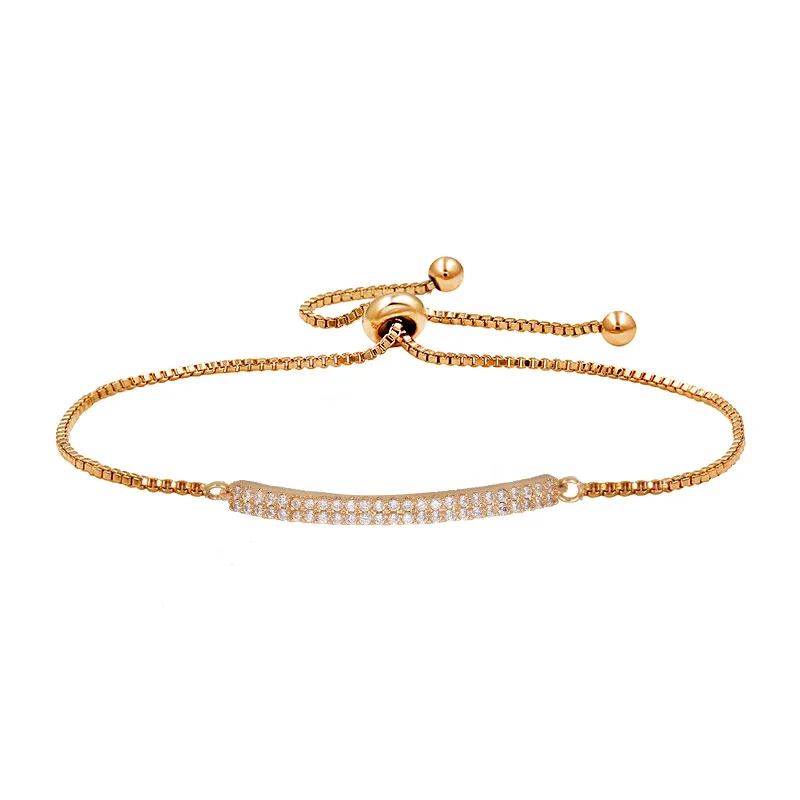 

MIEG Brand Gold / Silver Color Double Row Bar Cubic Zirconia Bracelets Wedding Bridal Jewelry
