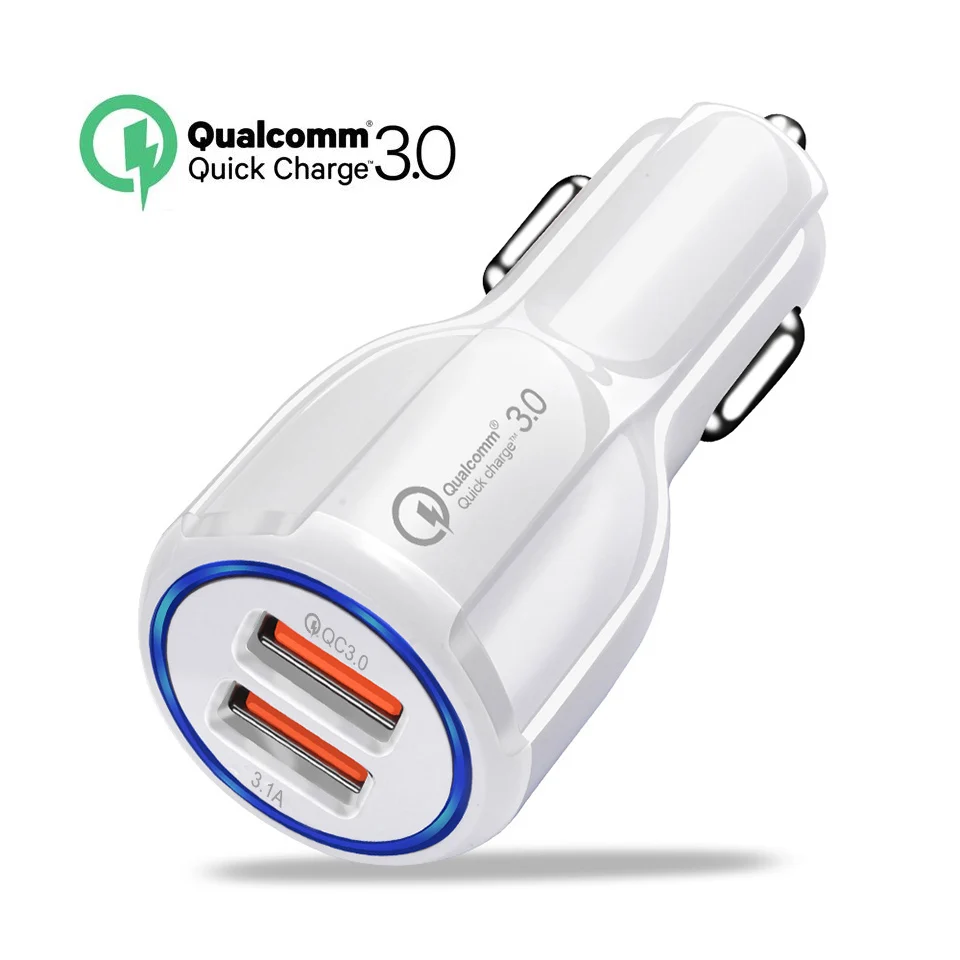Snow White Автомобильное зарядное устройство QGEEM Dual USB QC 3,0, быстрая зарядка 3,0, автомобильное зарядное устройство, 2 порта, USB портативное зарядное устройство для iPhone Xiaomi - Тип штекера: Snow White