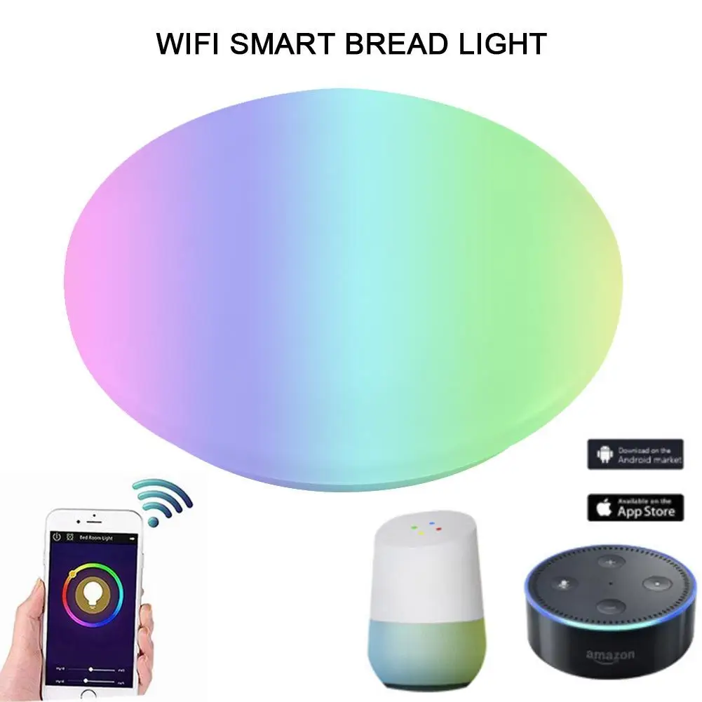 Внутренний круглый светодиодный потолочный светильник регулируемое умное приложение Bluetooth WiFi контрольная лампа поддержка для Amazon Alexa и Google Home