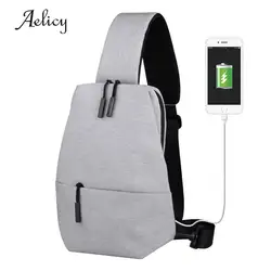 Aelicy Модные USB зарядка интерфейс парусиновый нагрудный мини рюкзак Crossbody для мужчин сумки на плечо повседневное высокое качество сумка для