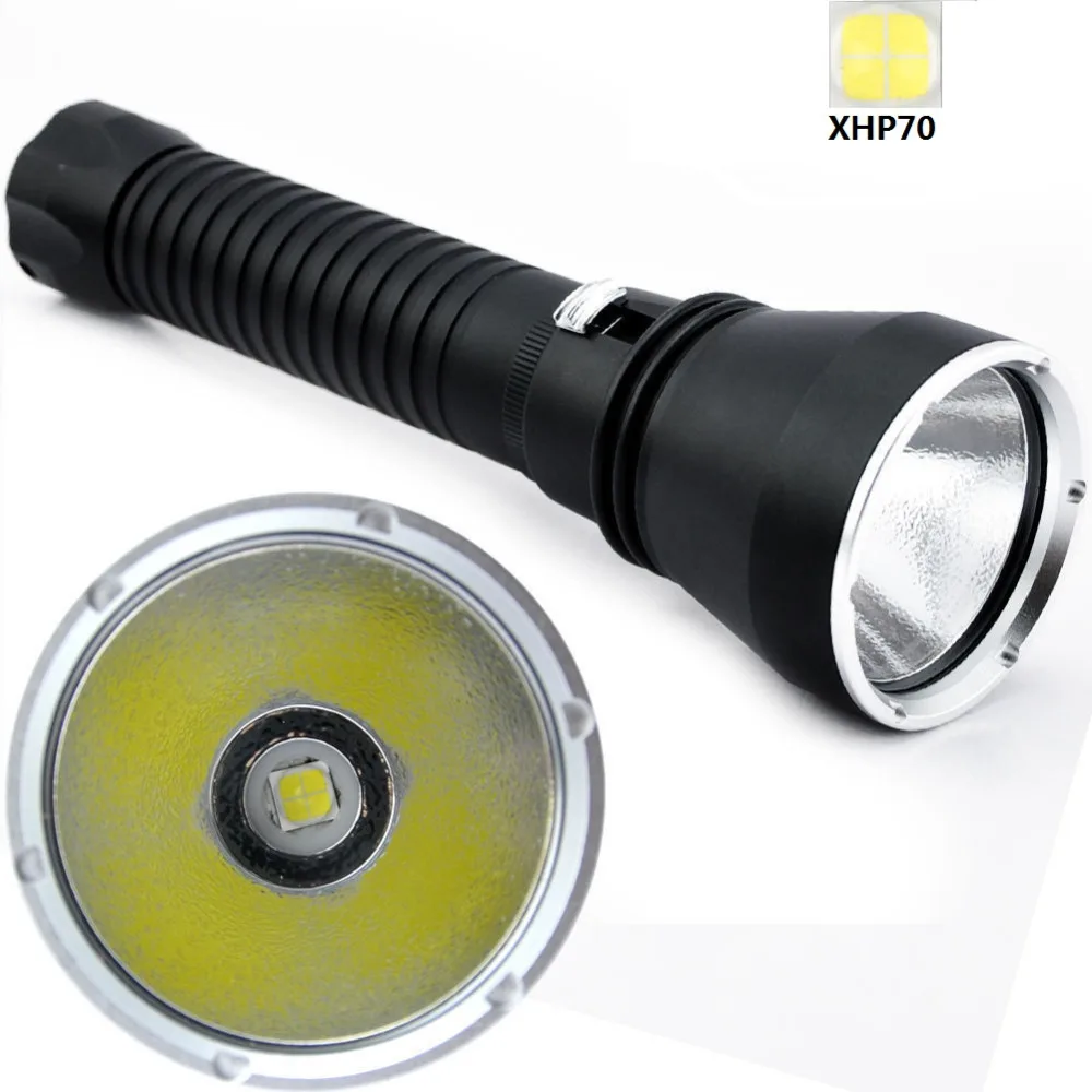 D170 Cree XHP70 White 4000 Lumens Stepless Underwater 150m Adjusted Diving LED Flashlight Power