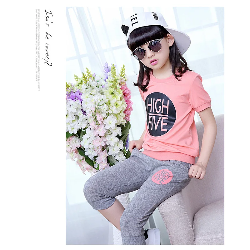 

Children's Clothing Set Girl T-shirt + Pants Cartoon Characterword Printing Fashion Set 3-10 Years Old Baby Girl Dress Hot sale