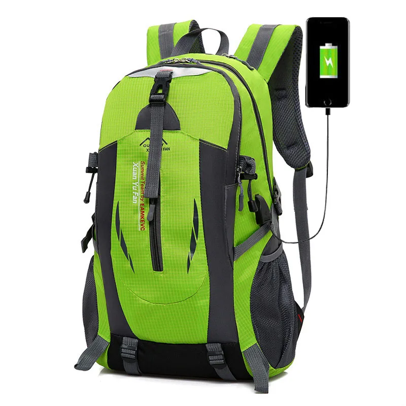 Водонепроницаемый мужской рюкзак с USB, унисекс, для путешествий, спортивная сумка, для альпинизма, туризма, альпинизма, кемпинга, рюкзак для мужчин - Цвет: Зеленый