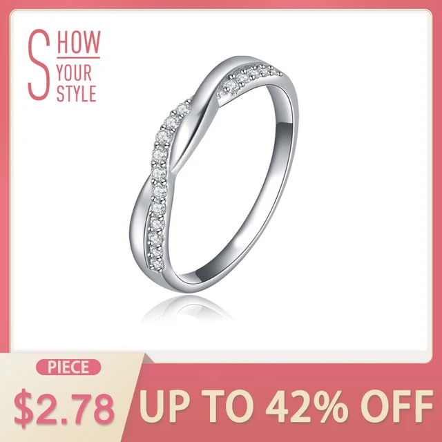 ORSA JEWELS New Arrival Silver Color Infinity Ring with Shiny Austrian Zircon Cr ORSA JEWELS New Arrival Silver Color Infinity Ring with Shiny Austrian Zircon Cr
