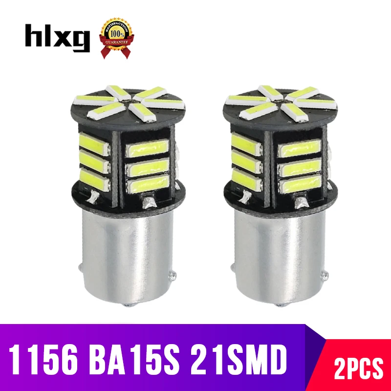 

2PCS 21SMD BA15S 1156 7506 P21W LED White Tail Backup Reverse Light Bulbs Turn Signal Clearance Lights motorcycle Auto 12V HLXG