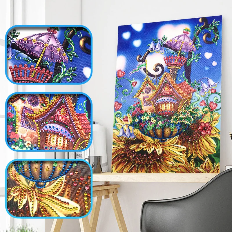 RUBOS DIY Diamond Embroidery House Abstract Art Religion Diamond Painting Mosaic Scenery 5D Big Bead Pearl 3D Crystal Glass Sale (41)