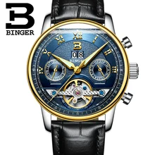 Switzerland BINGER men’s watch luxury brand Tourbillon multiple functions water resistant Mechanical Wristwatches B-8603M-12