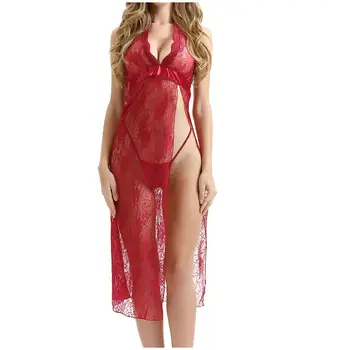 

MIARHB Women Sexy Sleepwear Nightdress Lace Pyjamas Lingerie Lace Longuette Underwear Female Ladies Woman's Nightshirt Slim J20
