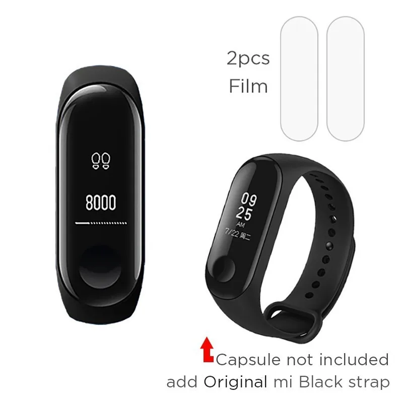 Xiaomi Mi band 3 0,7" OLED большой сенсорный экран новые умные браслеты браслет - Цвет: add original Black