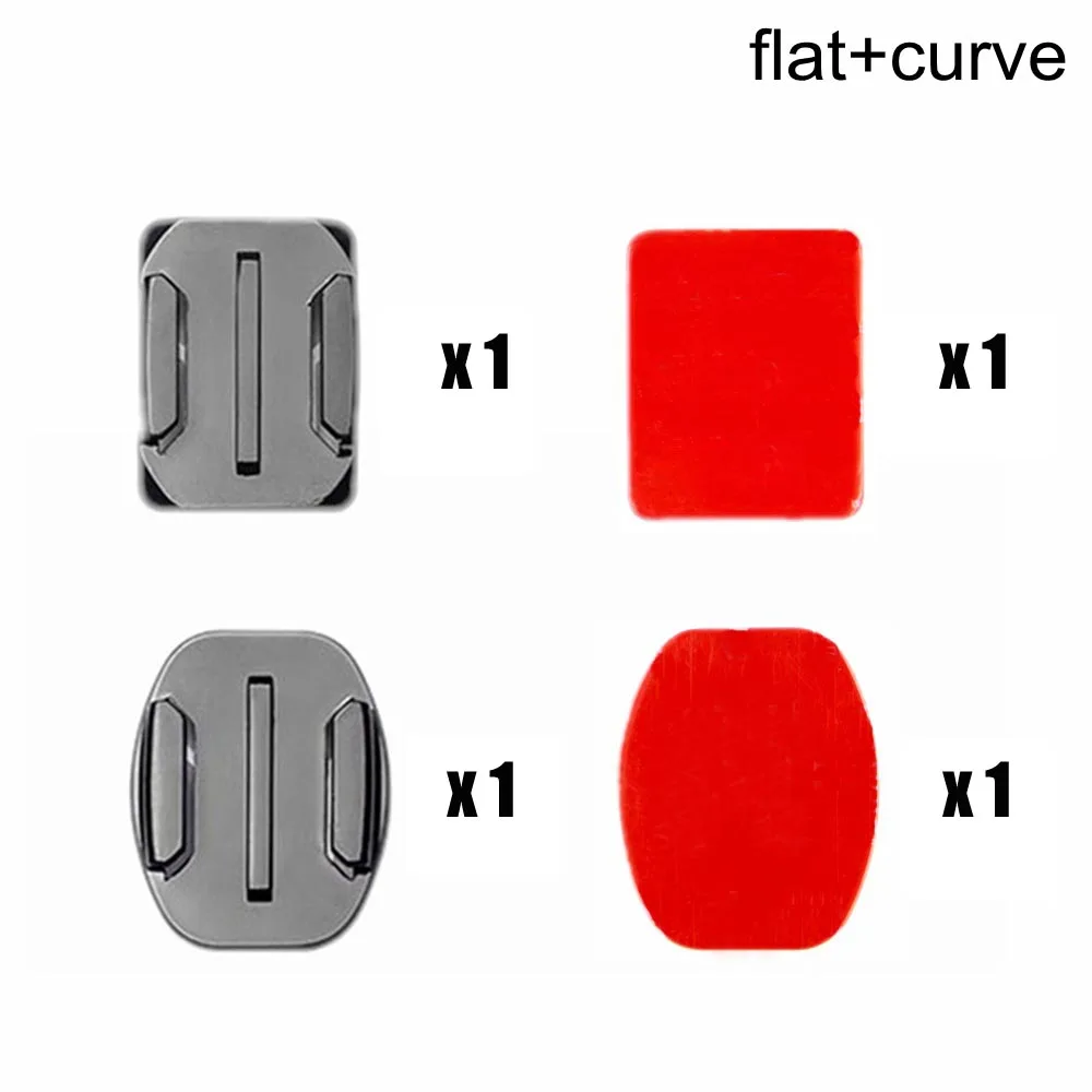 Клейкие крепления для GoPro 7 6 5 4 3 изогнутые плоские крепления липкие накладки для Go Pro Xiaomi Yi SJCAM шлем для экшн-камеры доска автомобиля - Цвет: flat and curve