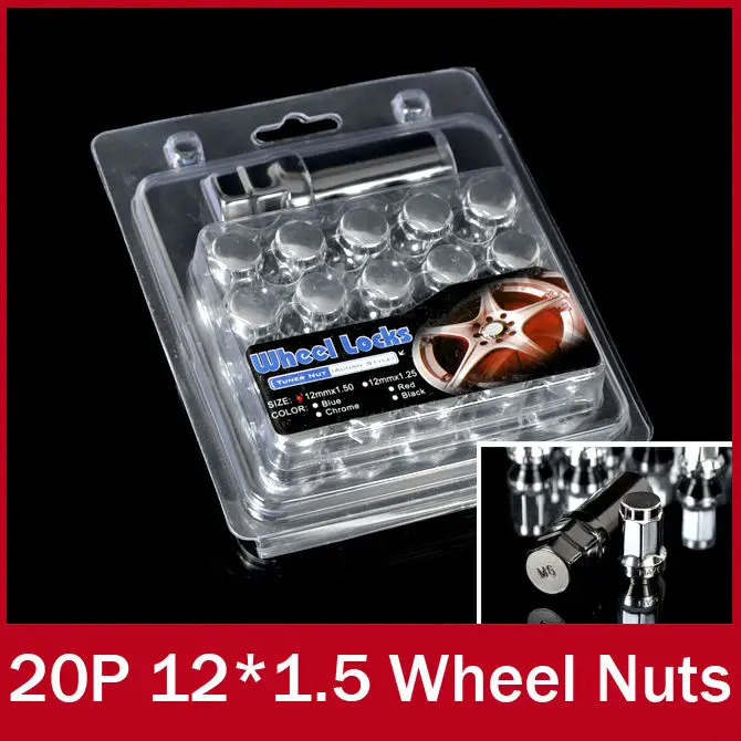 JDM 20 Pieces 12x1.5 Tuner Wheel Locking Kit Acorn Style Lug Nuts Key