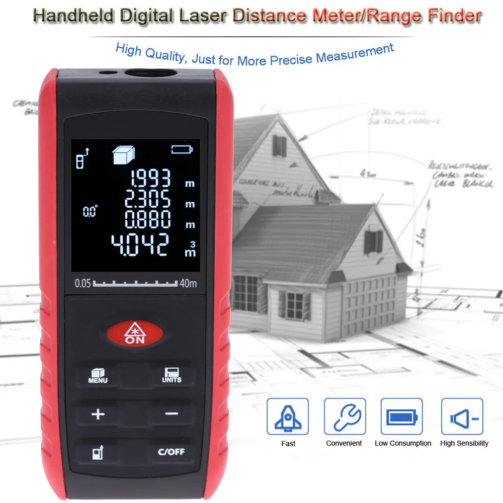 

Digital tape measure construction tools Handheld laser rangefinder Laser Distance Meter Range Finder Area Volume Measurement