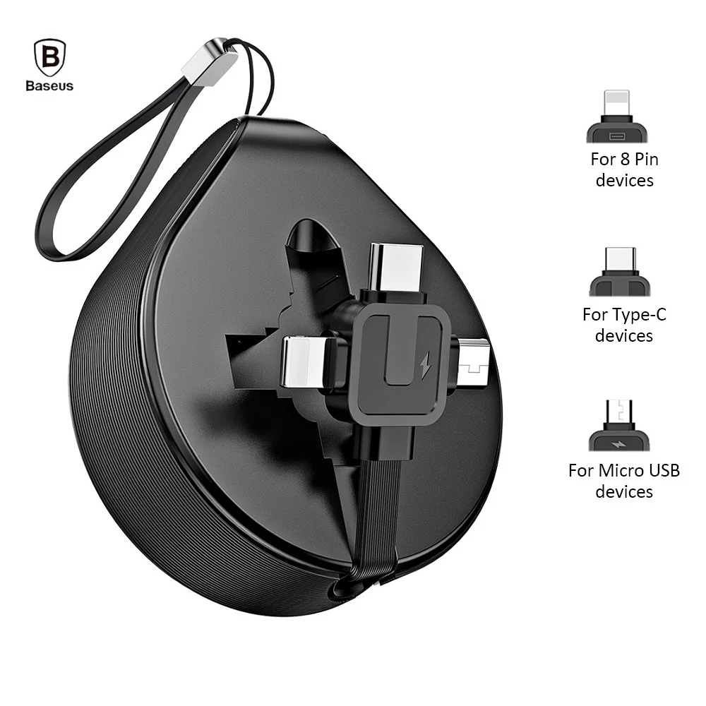 

Baseus 3-in-1 Charging Cable Waterdrop Xiaomi Huawei Retractable Micro USB 8 Pin 1.5m Data Cable for iPhone 7/8/X Samsung