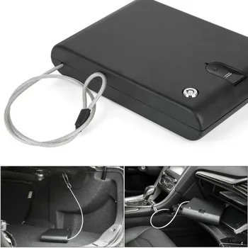 

Newest OS100B Portable Pistol Box Scratch-type Fingerprint & Key Lock 2-in-1 Safety Box Valuables Jewelry Storage Case