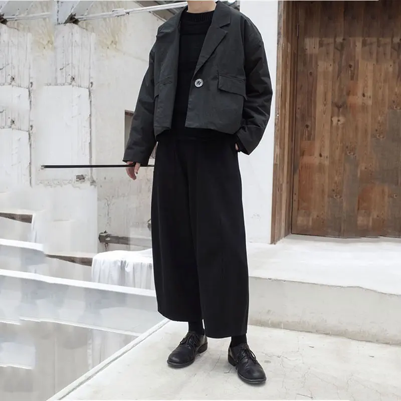 Couleur Style Pleine xitao Dll1468 Dll1468 Black Femelle Unique Bouton Lâche Manteau Épaisse Femmes Manches Printemps Unie gray Veste Poche Décontractée Corée wfXPXYqr