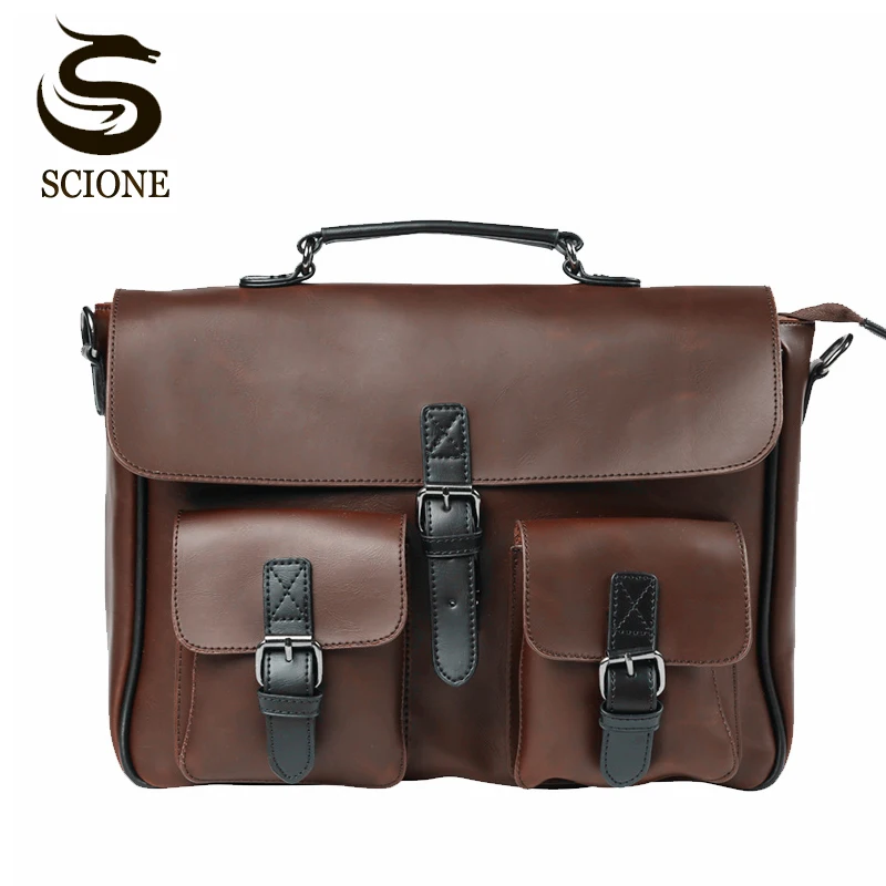 Business Men Bag Double Belt Brand OL Man Leather Briefcase Bag Lawyer