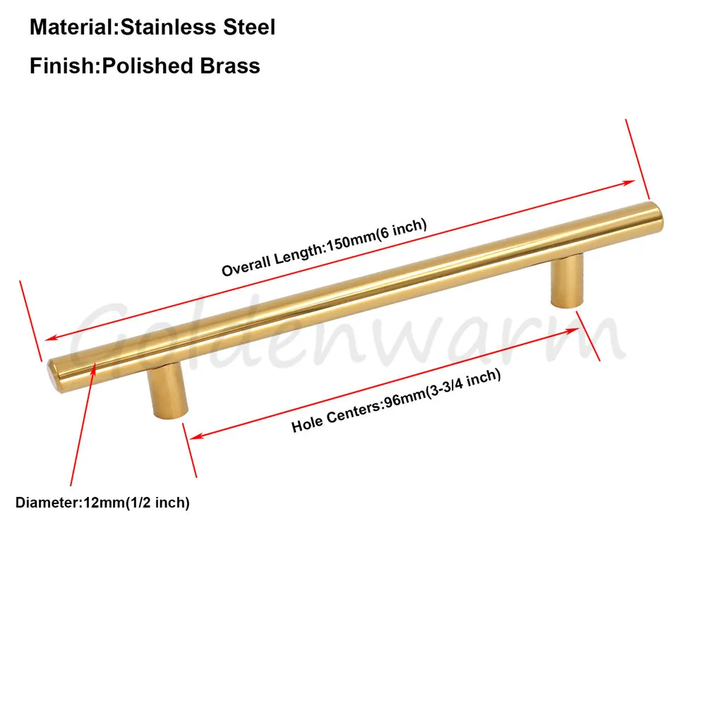 Золотой шкаф ручки полированная латунь ручки ящика из нержавеющей стали отверстие центры T ручка~ 10 дюймов Кухня фурнитура для дверей тянуть 20 упак. К