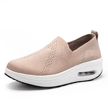 Новинка; женская обувь из сетчатого материала; мягкая амортизирующая обувь для прогулок на платформе; обувь без шнуровки для путешествий и фитнеса; обувь для танцев