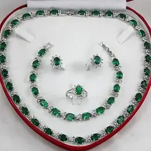 Элитные украшения чокер натуральный женский зеленый циркониевый Серебряный Серьга браслет ожерелье кольцо(без коробки
