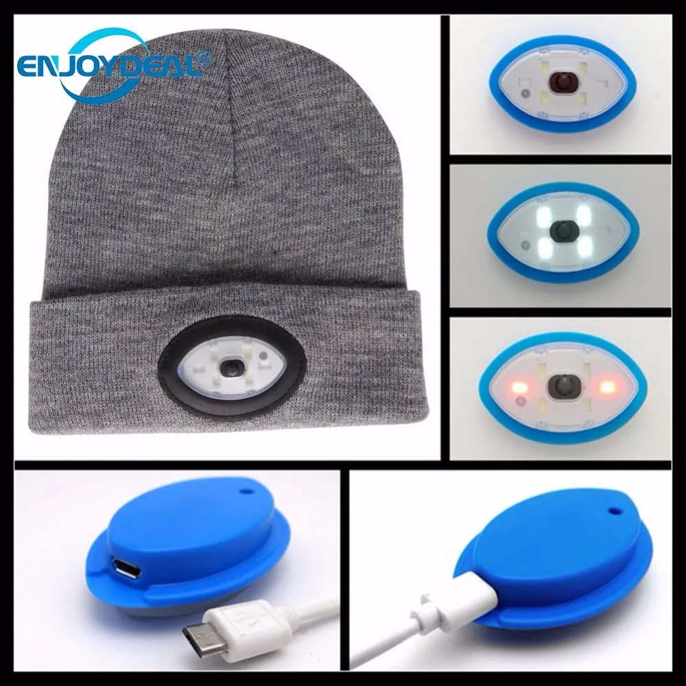 

Rechargeable Hands Free 6 LED Flashlight Knitted Hat Cap Head Lamp Camping Climbing Fishing Head Light Lantern