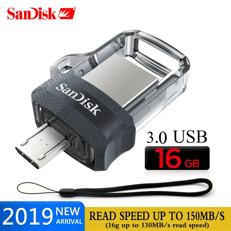 

SanDisk USB Flash Drive 16GB 32GB 64GB 128GB pendrives SDDD3 130MB/S USB 3,0 OTG Dual memoria stick Pen Drive disco Flash U disk